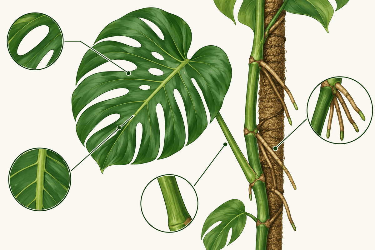 Anatomie d'une feuille de Monstera deliciosa