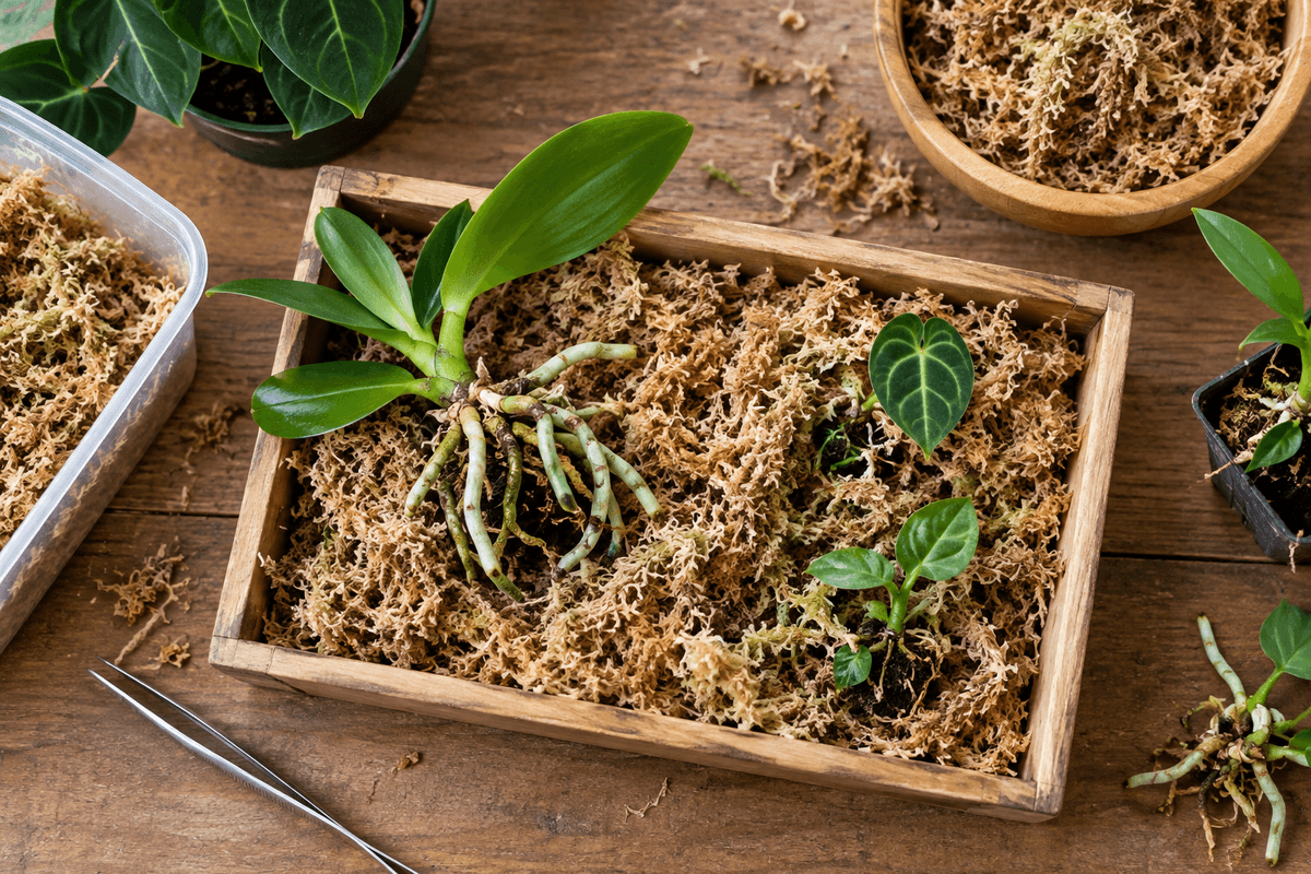 La sphaigne séchée sert de substrat pour les plantes et les orchidées.