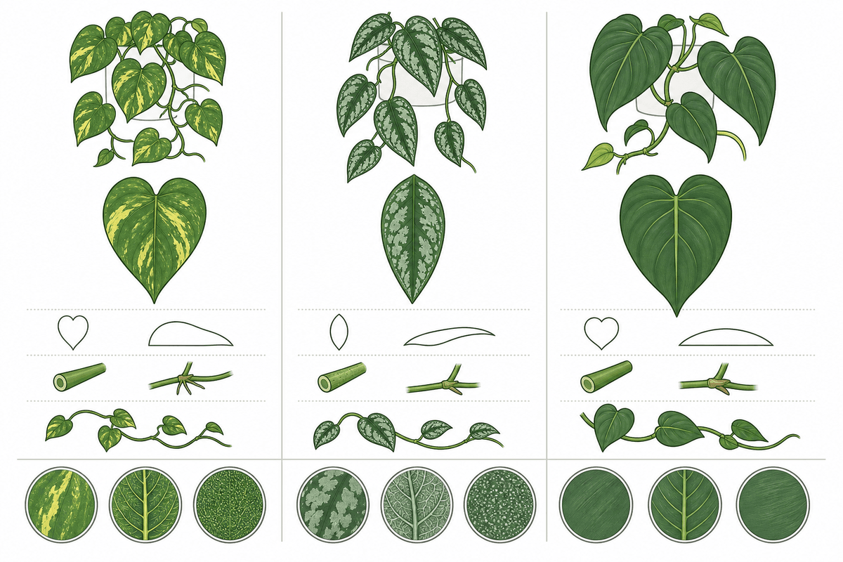 Clean, text-free leaf-shape comparison chart.